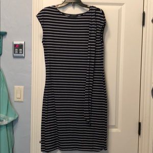 Navy and white striped cotton dress
